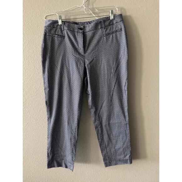 346 Brooks Brothers sz 12 Natalie fit Pants blue‎ white chain link design 1622 - Picture 1 of 11